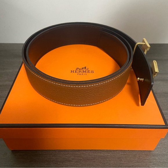 Hermes Brown Belt with Gold H Buckle - Picture 3 of 4